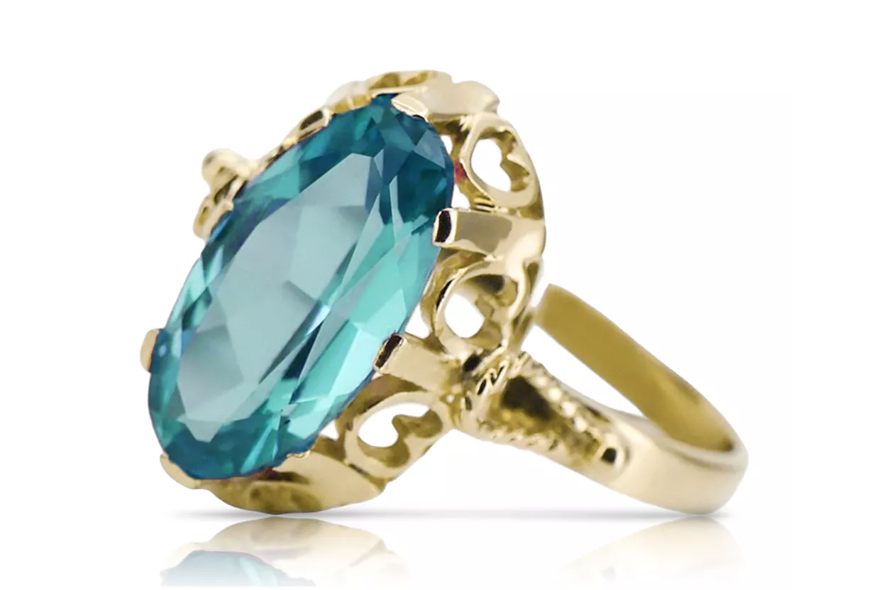 Ring Aquamarine 14K Yellow gold Vintage vrc134y